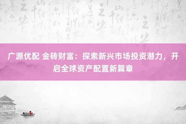 广源优配 金砖财富：探索新兴市场投资潜力，开启全球资产配置新篇章